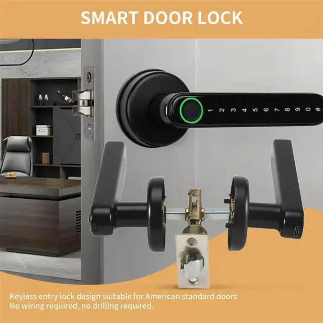 Main image of Fingerprint Smart Door Lock Door Knob With Keypad Keyless Entry Door Lock With Handle For Home Hotel Office Apartment-N33R