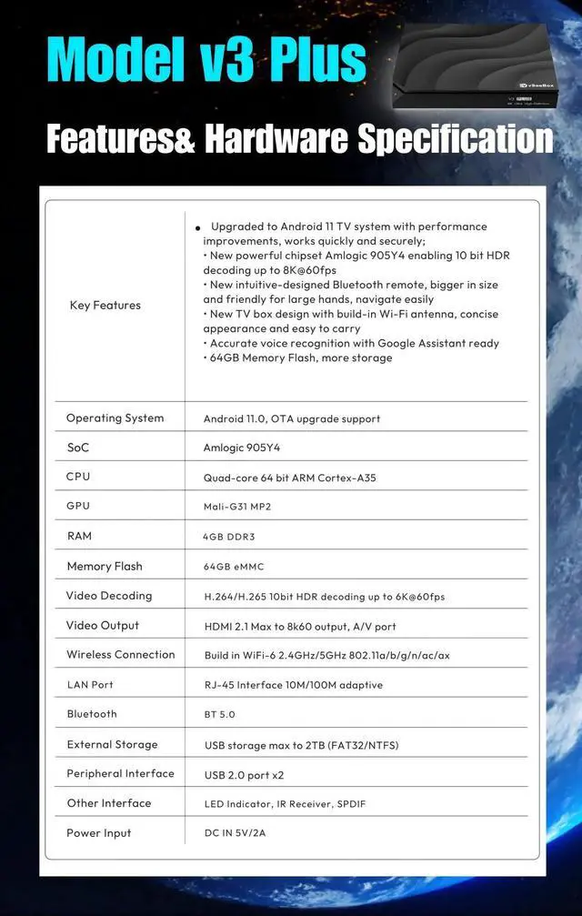 Alt view image 2 of 6 - vSeeBox V3 Plus New Box 4GB+64GB 8K HD Officially Authorized