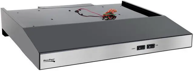 Main image of RV Range Hood with Charcoal Filter & LED Lamp | 12V DC Motor | 60W Energy Efficient | Built-in Charcoal Filter | Sleek Design | Hard-Wired Installation | 0.8A Fan Motor (Stainless Steel)