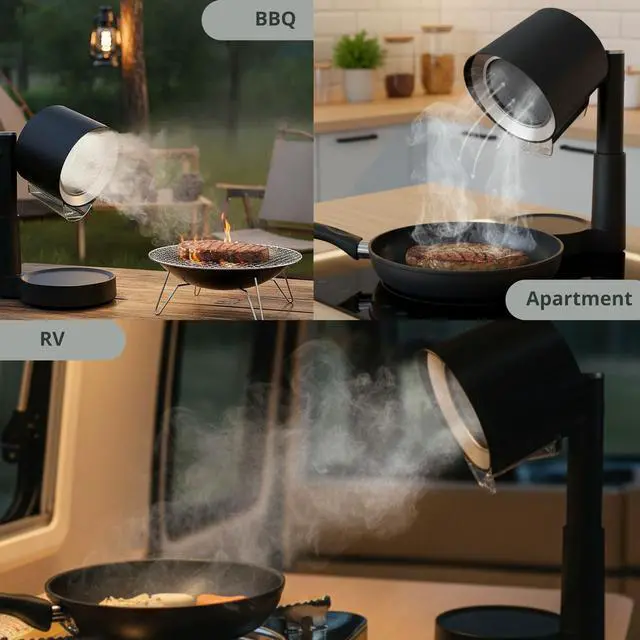 Alt view image 6 of 6 - Portable Range Hood - Desktop Kitchen Exhaust Fan Extractor, Ductless Mini Smoke Airhood for Indoor Cooking, RV Camper Cooktop Absorber, Air Vent Filter System, 3-Speed Smokeless Fans