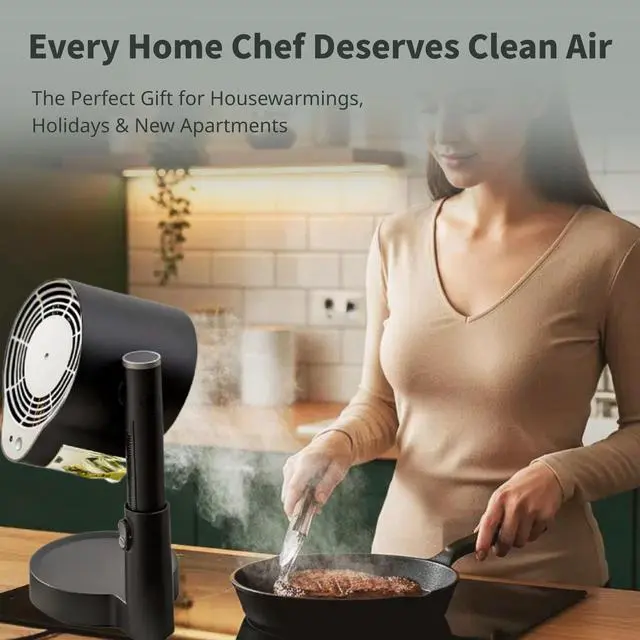 Alt view image 2 of 6 - Portable Range Hood - Desktop Kitchen Exhaust Fan Extractor, Ductless Mini Smoke Airhood for Indoor Cooking, RV Camper Cooktop Absorber, Air Vent Filter System, 3-Speed Smokeless Fans