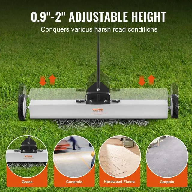 Alt view image 4 of 7 - 55Lbs Rolling Magnetic Sweeper with Wheels, 36-inch Large Magnet Pickup Lawn Sweeper with Telescoping Handle, Push-Type Magnetic Pick Up Sweeper, Easy Cleanup of Workshop Yard Garage