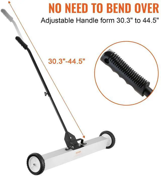 Alt view image 5 of 7 - 55Lbs Rolling Magnetic Sweeper with Wheels, 36-inch Large Magnet Pickup Lawn Sweeper with Telescoping Handle, Push-Type Magnetic Pick Up Sweeper, Easy Cleanup of Workshop Yard Garage