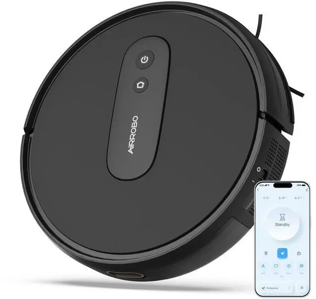 Main image of Robot Vacuums with 2800Pa Suction, 3-inch Slim Body, Gyroscope Navigation, Remote & App Control, 600ML Dustbin, Automatic Recharge  Ideal Robot Vacuums Cleaner for Homes