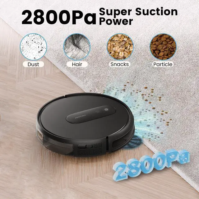 Alt view image 2 of 7 - Robot Vacuums with 2800Pa Suction, 3-inch Slim Body, Gyroscope Navigation, Remote & App Control, 600ML Dustbin, Automatic Recharge  Ideal Robot Vacuums Cleaner for Homes