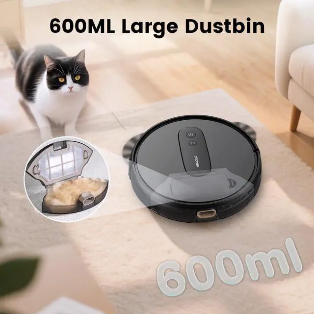 Alt view image 5 of 7 - Robot Vacuums with 2800Pa Suction, 3-inch Slim Body, Gyroscope Navigation, Remote & App Control, 600ML Dustbin, Automatic Recharge  Ideal Robot Vacuums Cleaner for Homes