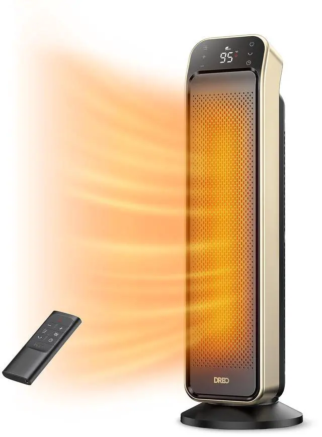 Main image of Space Heater Indoor, 25" 11.5ft/s Fast Portable Room Heater with Remote and Thermostat, 3 Modes, Overheating & Tip-Over Protection, Electric Heaters for Indoor Use Large Room, Bedroom, Gold