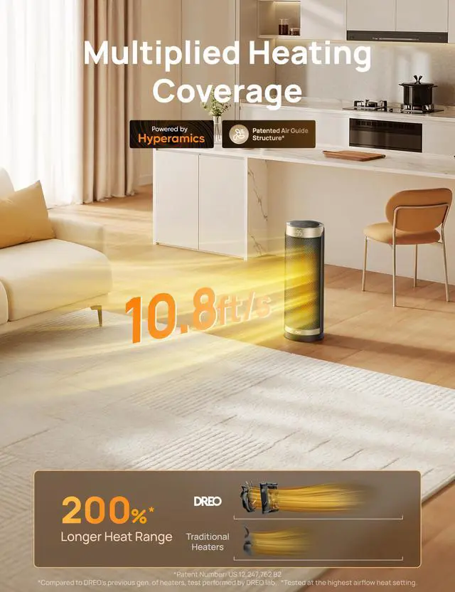 Alt view image 3 of 7 - Space Heater, 1500W Electric Heaters for Indoor Use with Thermostat, 70° Oscillation, 8 Safety Protections, 5 Modes, Remote, 12H Timer, Quiet Portable Heater for Office, Bedroom, Large Room