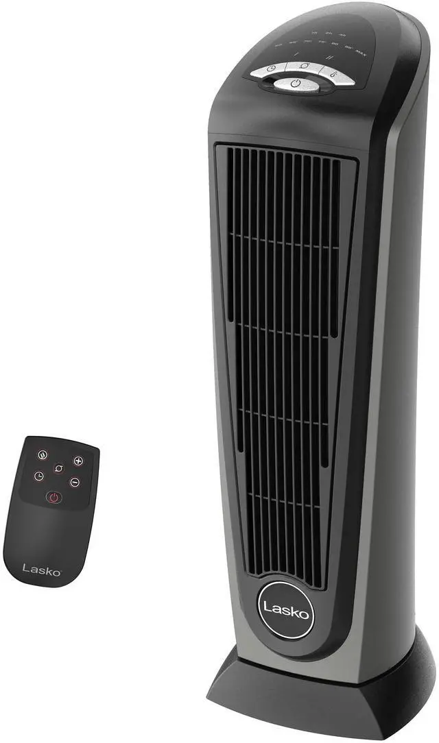 Main image of Tower Space Heater Indoor, Compact Electric Heaters for Indoor Use, Small Space Heater with Remote, Ideal Space Heaters for Indoor Use, 22.5 Inches, Grey/Black, 1500W, 751320
