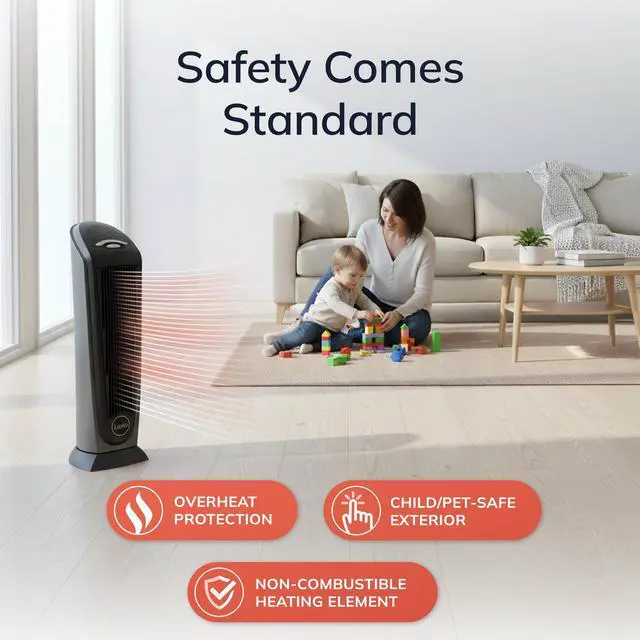 Alt view image 6 of 7 - Tower Space Heater Indoor, Compact Electric Heaters for Indoor Use, Small Space Heater with Remote, Ideal Space Heaters for Indoor Use, 22.5 Inches, Grey/Black, 1500W, 751320