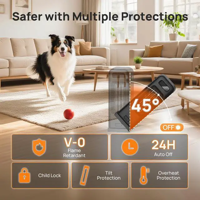 Alt view image 3 of 7 - Space Heaters for Indoor Use, Smart Portable Electric Heater with Thermostat, WiFi and Voice Control, 12H Timer, 4 Modes, 36dB 1500W PTC Ceramic Safety Heat for Office Bedroom Home 1Pack Black