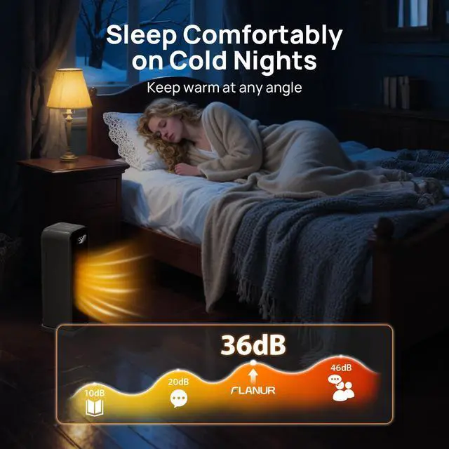 Alt view image 6 of 7 - Space Heaters for Indoor Use, Smart Portable Electric Heater with Thermostat, WiFi and Voice Control, 12H Timer, 4 Modes, 36dB 1500W PTC Ceramic Safety Heat for Office Bedroom Home 1Pack Black