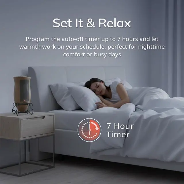 Alt view image 7 of 7 - Oscillating Designer Series Ceramic Space Heater for Home with Adjustable Thermostat, Timer and 2-Speeds, 16 Inches, 1500W, Beige, 6405