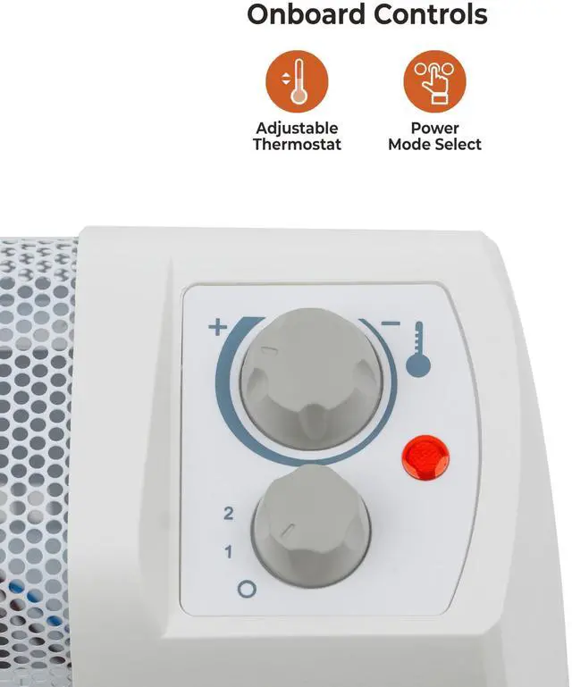 Alt view image 5 of 6 - Electric Baseboard Space Heater with Adjustable Thermostat, Dent-Proof End Panels, Overheat Protection, Tip-Over Switch, & Stay-Cool Body, Ideal for Home, Bedroom, & Office, 1,500W, CZ600