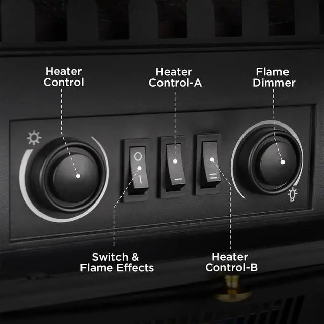 Alt view image 4 of 7 - Freestanding Electric Fireplace Stove, Small Electric Fireplace Heater with Thermostat Control, 3D Realistic Flame,1000W/1500W & Overheating Protection