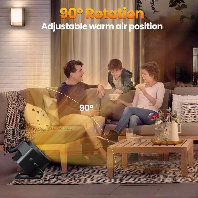 Alt view image 5 of 7 - Outdoor Heaters for Patio, 1500W Electric Garage Heater with Remote Thermostat 3S Fast Heating, Overheat Protection, PTC Ceramic Heater with 3 Modes for Greenhouse, Camping Tent Indoor Use