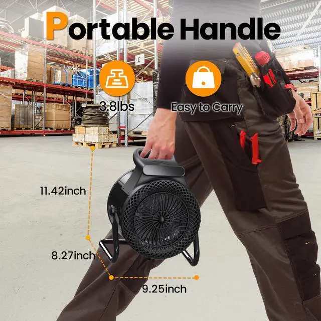 Alt view image 7 of 7 - Outdoor Heaters for Patio, 1500W Electric Garage Heater with Remote Thermostat 3S Fast Heating, Overheat Protection, PTC Ceramic Heater with 3 Modes for Greenhouse, Camping Tent Indoor Use