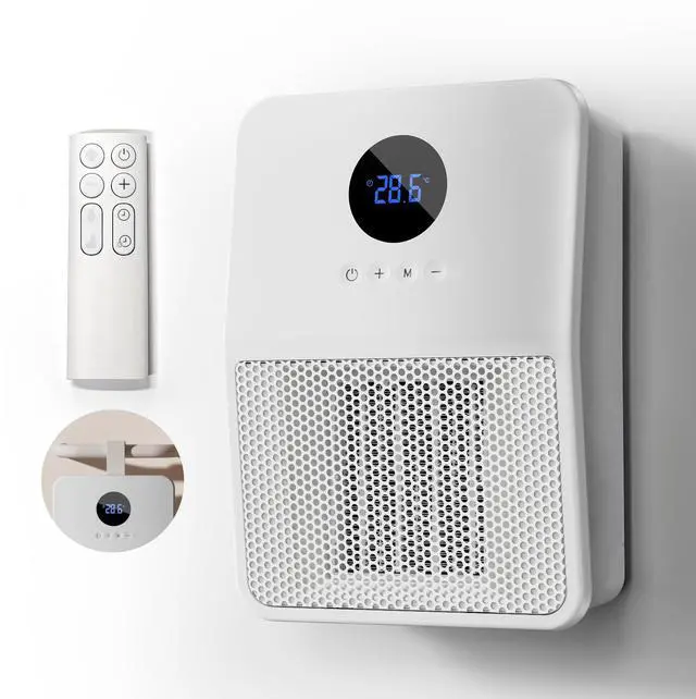 Main image of Electric Space Heater, 3-IN-1 Portable Heater for Wall Mount/Hook/Desktop, Remote&Thermostat, 3 Modes, 24H Timer, 1500W PTC Fast Heating Ceramic Heater for Office Bedroom Bathroom, White