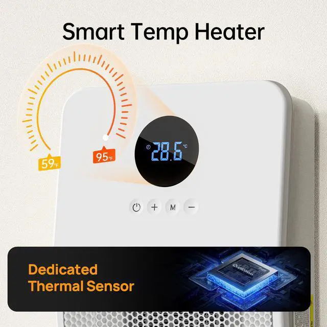 Alt view image 7 of 7 - Electric Space Heater, 3-IN-1 Portable Heater for Wall Mount/Hook/Desktop, Remote&Thermostat, 3 Modes, 24H Timer, 1500W PTC Fast Heating Ceramic Heater for Office Bedroom Bathroom, White