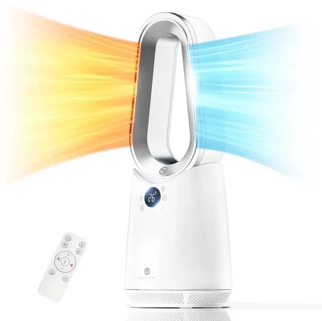 Main image of Space Heater, Portable Electric Heaters and Cooler Fan Combo with Remote, 80°Oscillation, 9 Speeds, 3 Modes, 8 Timer, 6 Colors LED Light, Fast Safety Heat and Quiet for Office Bedroom Home