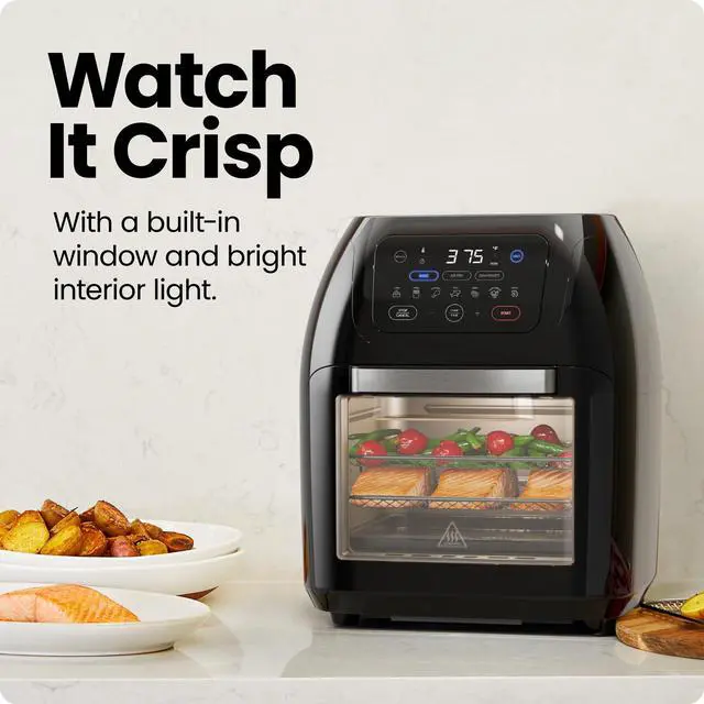 Alt view image 7 of 7 - Multifunctional Digital Air Fryer+ Rotisserie, Dehydrator, Convection Oven, 17 Touch Screen Presets Fry, Roast, Dehydrate, Bake, XL 10L Family Size, Auto Shutoff, Large Easy-View Window, Black