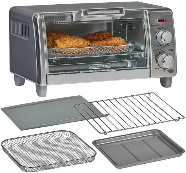 Main image of Crisp 'N Bake Air Fry Countertop Convection Toaster Oven, Medium Capacity, 4-Slice, 5-in-1, Fits 9 Pizza, 30-Min Timer, Bake, Broil, Air Fry, Toast, Keep Warm, Stainless Steel