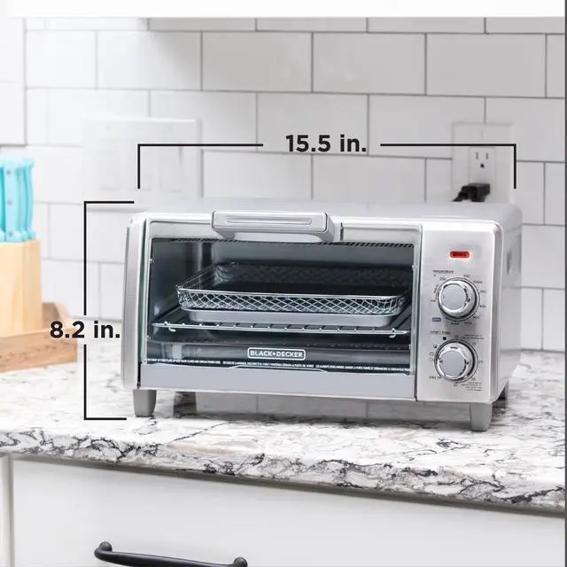 Alt view image 5 of 7 - Crisp 'N Bake Air Fry Countertop Convection Toaster Oven, Medium Capacity, 4-Slice, 5-in-1, Fits 9 Pizza, 30-Min Timer, Bake, Broil, Air Fry, Toast, Keep Warm, Stainless Steel