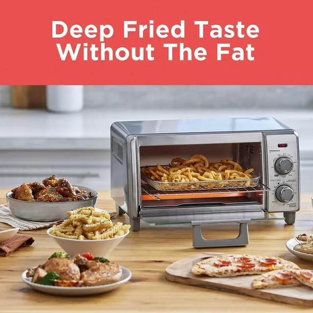 Alt view image 4 of 7 - Crisp 'N Bake Air Fry Countertop Convection Toaster Oven, Medium Capacity, 4-Slice, 5-in-1, Fits 9 Pizza, 30-Min Timer, Bake, Broil, Air Fry, Toast, Keep Warm, Stainless Steel