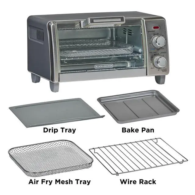 Alt view image 6 of 7 - Crisp 'N Bake Air Fry Countertop Convection Toaster Oven, Medium Capacity, 4-Slice, 5-in-1, Fits 9 Pizza, 30-Min Timer, Bake, Broil, Air Fry, Toast, Keep Warm, Stainless Steel