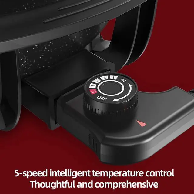 Alt view image 4 of 7 - 6L Electric Hot Pot, Non-Stick Smokeless Cooking Pot with Divider for Hot Pot, Fondue, Shabu Shabu, Multi-Function, Includes Ladle, Tongs, Oil Brush, Food Tongs, Easy to Clean Black