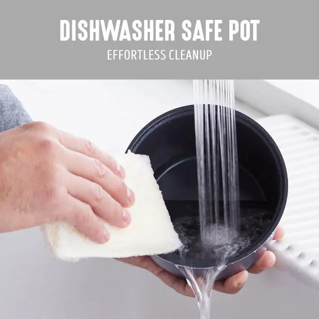 Alt view image 5 of 7 - Digital Rice Cooker, 2-Cups Uncooked/4-Cups Cooked, Removable Nonstick Ceramic PFAS-Free Pot, One-Touch Presets, Oats, Quinoa, Brown Rice, Auto Keep Warm, Fuzzy Logic Tech, 1.5QT, White