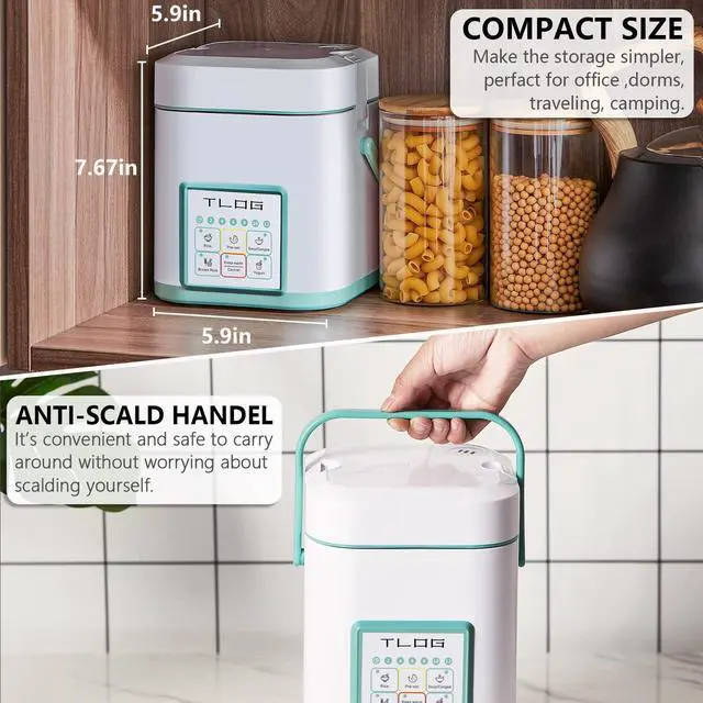 Alt view image 3 of 7 - Mini Rice Cooker 2.5 Cups Uncooked, Healthy Ceramic Coating Portable Rice Maker, 1.2L Travel Rice Pot Small for 1-3 People, Personal Rice maker, Food Steamer, Multi-cooker for Grains, Oats