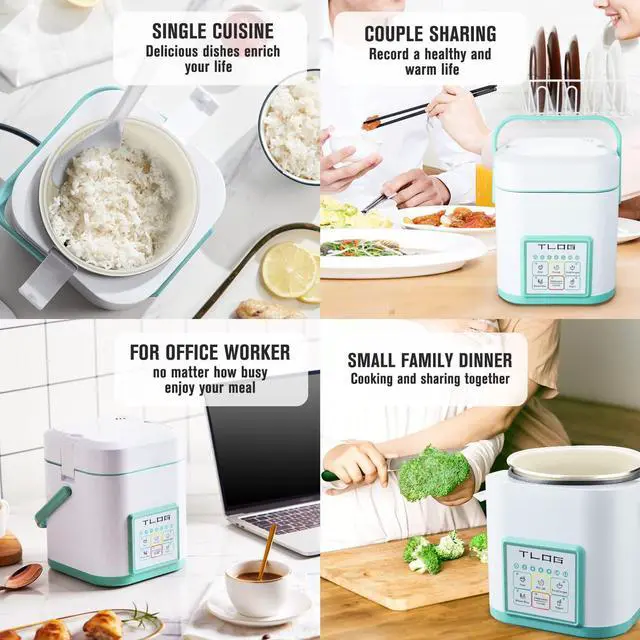 Alt view image 6 of 7 - Mini Rice Cooker 2.5 Cups Uncooked, Healthy Ceramic Coating Portable Rice Maker, 1.2L Travel Rice Pot Small for 1-3 People, Personal Rice maker, Food Steamer, Multi-cooker for Grains, Oats