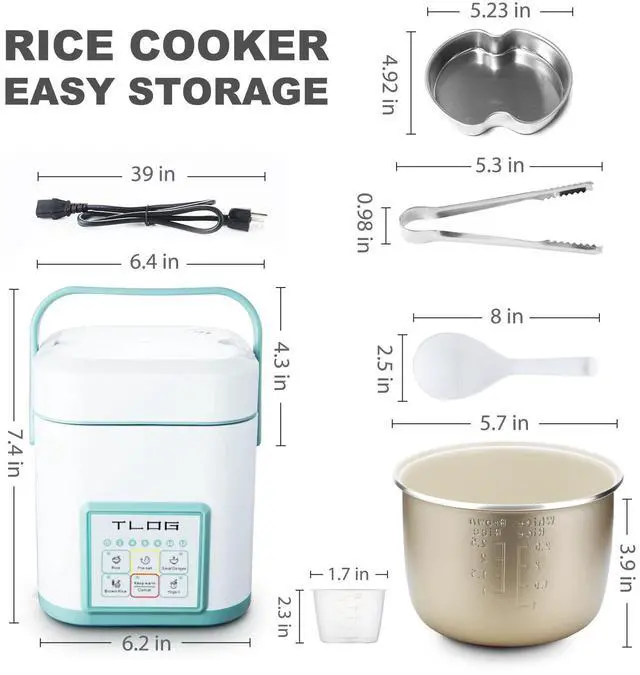 Alt view image 7 of 7 - Mini Rice Cooker 2.5 Cups Uncooked, Healthy Ceramic Coating Portable Rice Maker, 1.2L Travel Rice Pot Small for 1-3 People, Personal Rice maker, Food Steamer, Multi-cooker for Grains, Oats