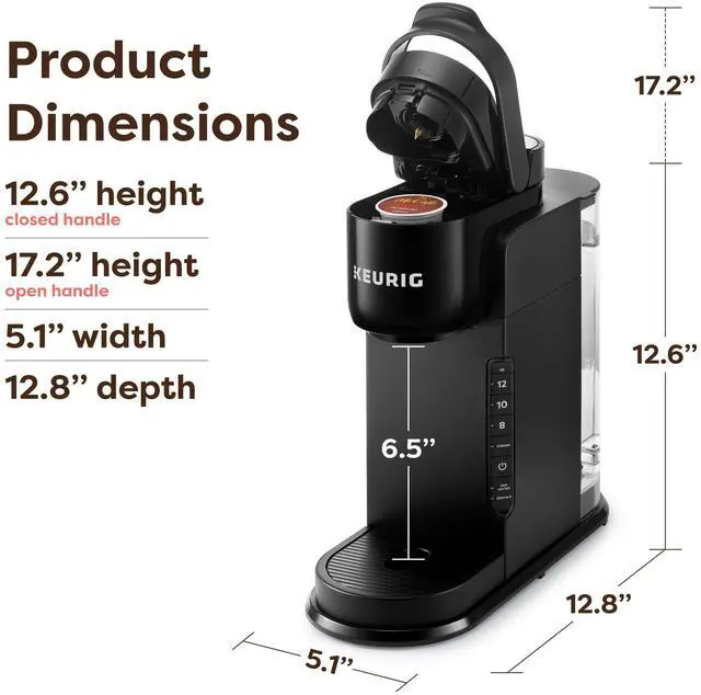 Alt view image 6 of 7 - K-Express Single Serve K-Cup Pod Coffee Maker, 3 Brew Sizes, Strong Button Feature, 42oz Removable Reservoir, Black