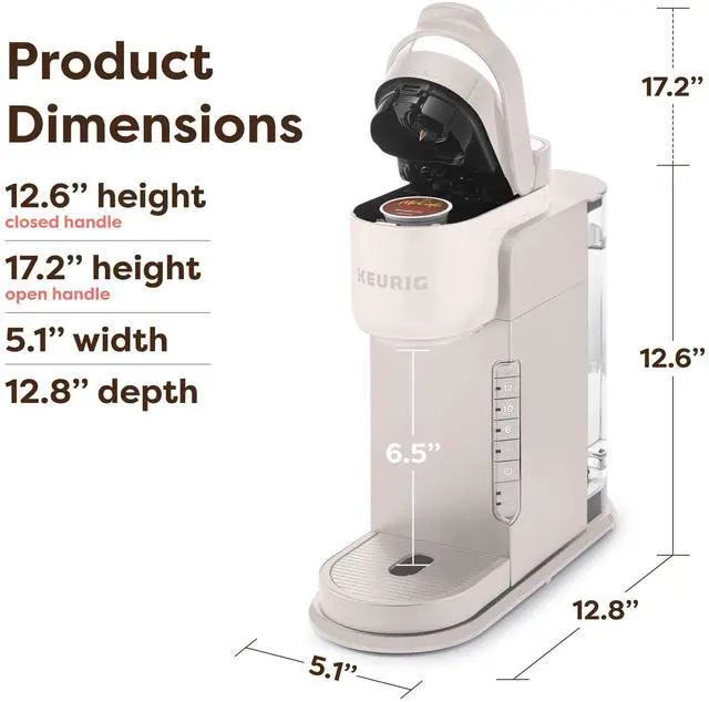 Alt view image 6 of 7 - K-Express Single Serve K-Cup Pod Coffee Maker, 3 Brew Sizes, Strong Button Feature, 42oz Removable Reservoir, Warm Stone