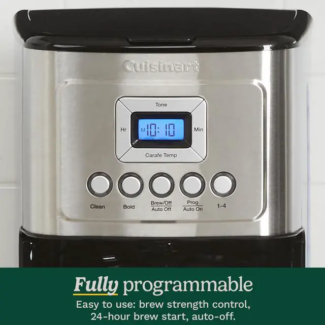 Alt view image 3 of 5 - 14-Cup Coffee Maker, Programmable PerfecTemp Glass Carafe Coffee Machine with 1-4 Cup Setting, Brew Strength Control and Brew Pause, Stainless Steel, DCC-3200NAS