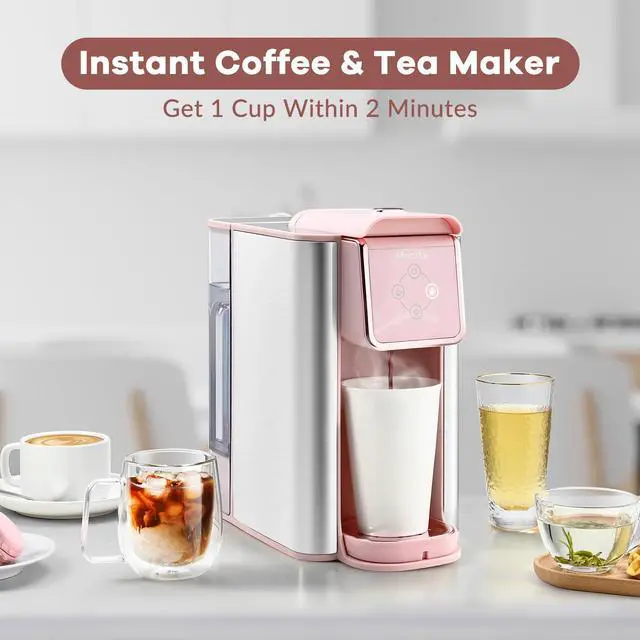 Alt view image 2 of 7 - Pink Coffee Maker 3-in-1 Single Serve Coffee Machine, For Flat Bottom Coffee Capsule, Ground Coffee, 6 to 10 Ounce Cup, Removable 50 Oz Water Reservoir, 120V 1150W