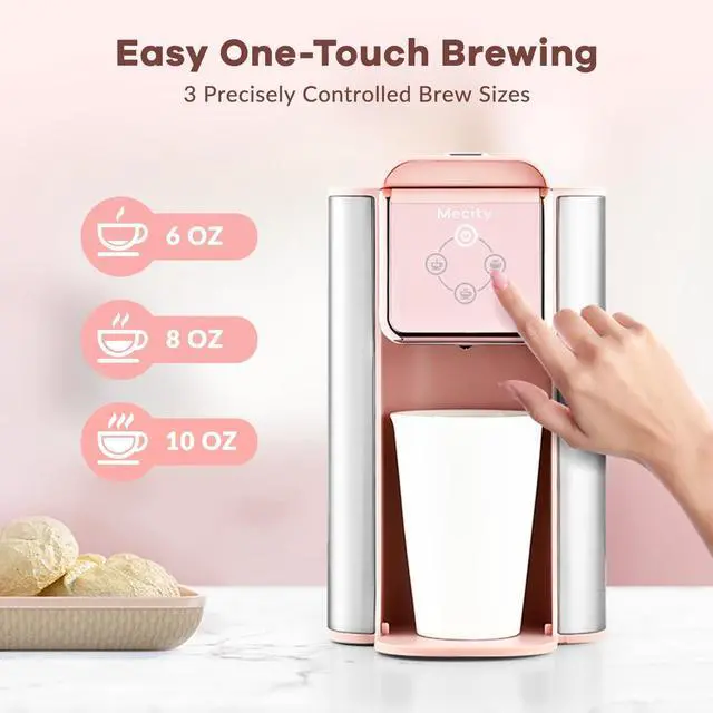 Alt view image 5 of 7 - Pink Coffee Maker 3-in-1 Single Serve Coffee Machine, For Flat Bottom Coffee Capsule, Ground Coffee, 6 to 10 Ounce Cup, Removable 50 Oz Water Reservoir, 120V 1150W