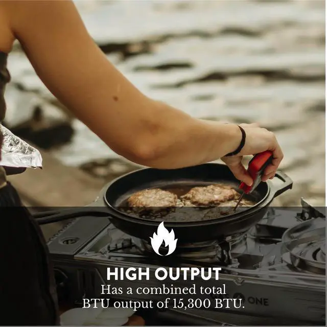 Alt view image 5 of 6 - 2-Burner Portable Camp Stove - High Output 15,300 BTU - With Durable Carrying Case, Automatic Ignition, Safety Features, Perfect for Camping, Hiking, Tailgating, and Emergency Preparedness