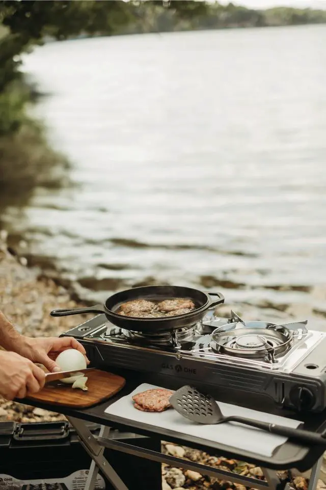 Alt view image 6 of 6 - 2-Burner Portable Camp Stove - High Output 15,300 BTU - With Durable Carrying Case, Automatic Ignition, Safety Features, Perfect for Camping, Hiking, Tailgating, and Emergency Preparedness