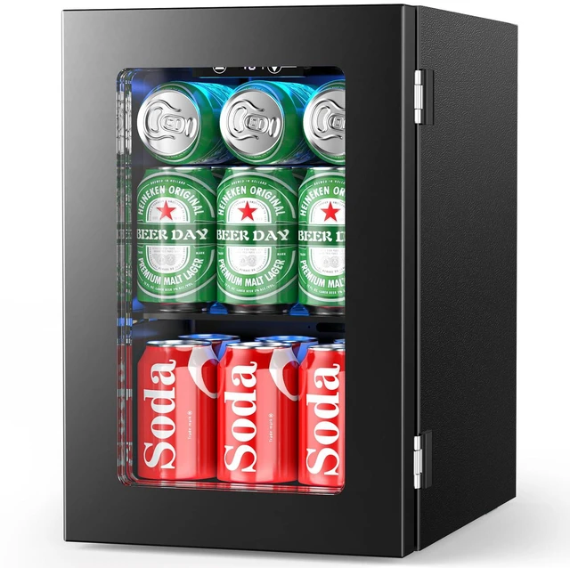 Main image of 24 Cans Beverage Refrigerator Cooler, Mini Fridge Countertop Drink Cooler for Soda, Canned Beer, Adjustable Digital Temperature Control for Home Dorm Office, Black