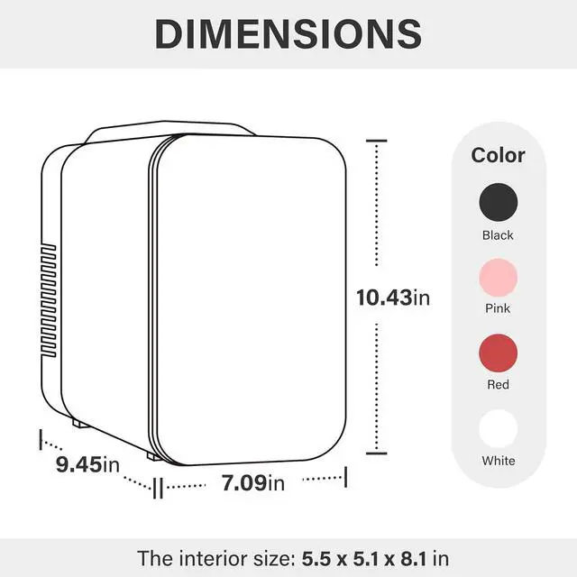 Alt view image 6 of 7 - Mini Fridge, 4L/6 Can Portable Cooler & Warmer Freon-Free Small Refrigerator Provide Compact Storage for Skincare, Beverage, Food, Cosmetics, 4 L, Black