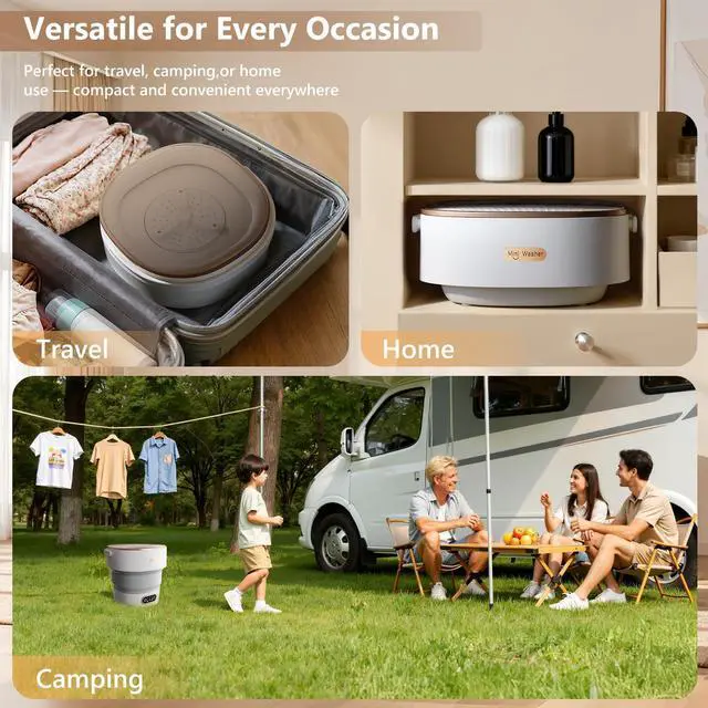 Alt view image 3 of 7 - Mini Laundry Machine 16L  Foldable Portable Laundry Machine and Spinner for Baby Clothes, Underwear, Socks; Ideal for Travel, Dorms, Camping