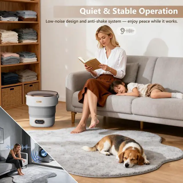 Alt view image 4 of 7 - Mini Laundry Machine 16L  Foldable Portable Laundry Machine and Spinner for Baby Clothes, Underwear, Socks; Ideal for Travel, Dorms, Camping