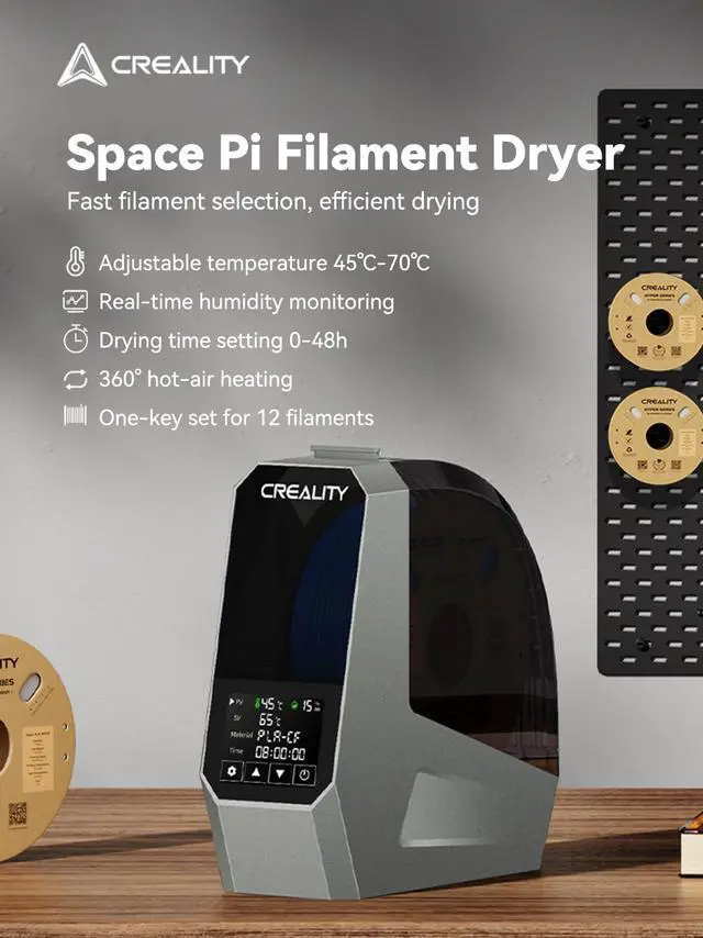 Alt view image 2 of 7 - Space Pi Filament Dryer, Filament Storage Box, Upgraded Double 360° Heating Drying with Fan&Touch Screen, 3D Printer Filament Spool Holder, Dehydrator 1.75/2.85/3mm PLA PETG ABS TPU Nylon