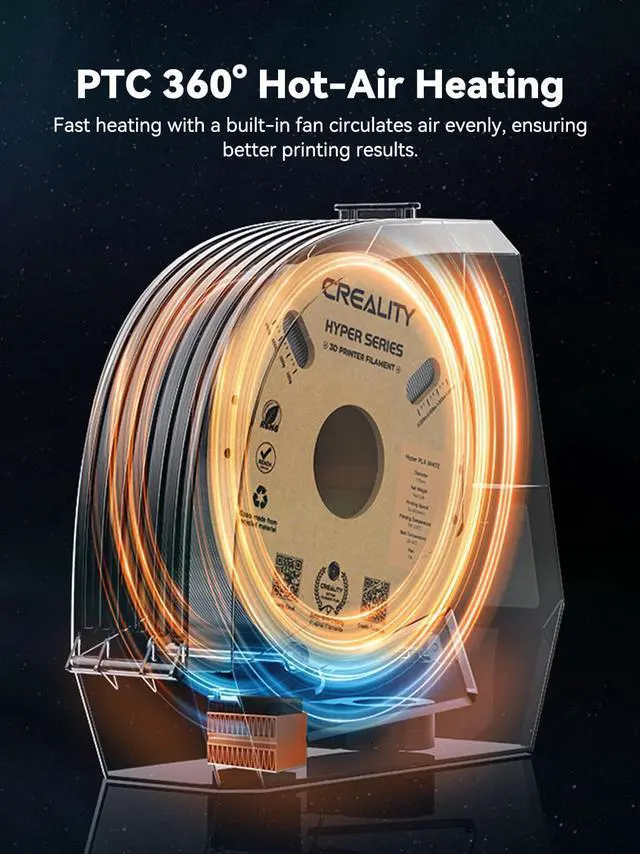 Alt view image 4 of 7 - Space Pi Filament Dryer, Filament Storage Box, Upgraded Double 360° Heating Drying with Fan&Touch Screen, 3D Printer Filament Spool Holder, Dehydrator 1.75/2.85/3mm PLA PETG ABS TPU Nylon