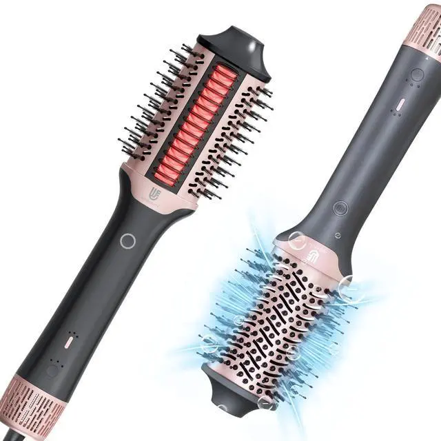 Main image of 2-in-1 Blow Dryer Brush & Hair Straightener, Ionic & Ceramic Thermal Brush with Adjustable Heat & Cool Shot 110000 RPM Motor High-Speed Motor for Frizz-Free, Smoother & Voluminous Hair, Grey with Use