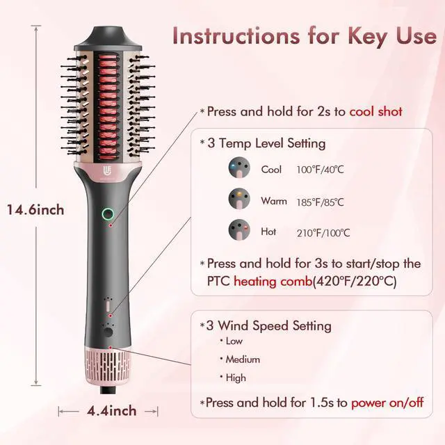 Alt view image 5 of 7 - 2-in-1 Blow Dryer Brush & Hair Straightener, Ionic & Ceramic Thermal Brush with Adjustable Heat & Cool Shot 110000 RPM Motor High-Speed Motor for Frizz-Free, Smoother & Voluminous Hair, Grey with Use