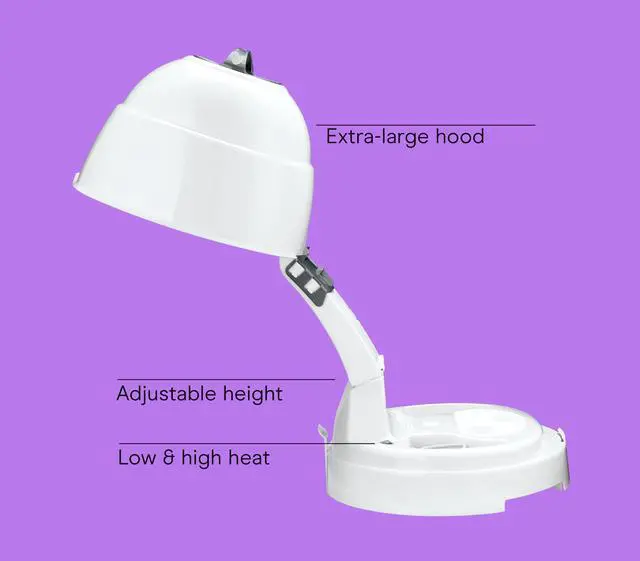 Alt view image 2 of 6 - Pro Style Bonnet Hair Dryer, 2 Heat Settings, Adjustable Height, Extra-Large Hood Size, 1875W Pro Style Bonnet Ionic Hair Dryer for Women, White